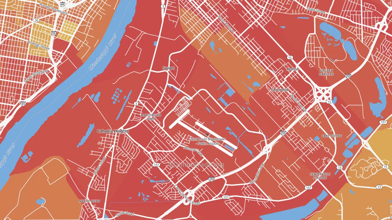Sauget, IL Map of Burglary Rates