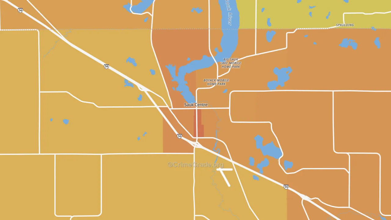 Sauk Centre, MN Map of Burglary Rates