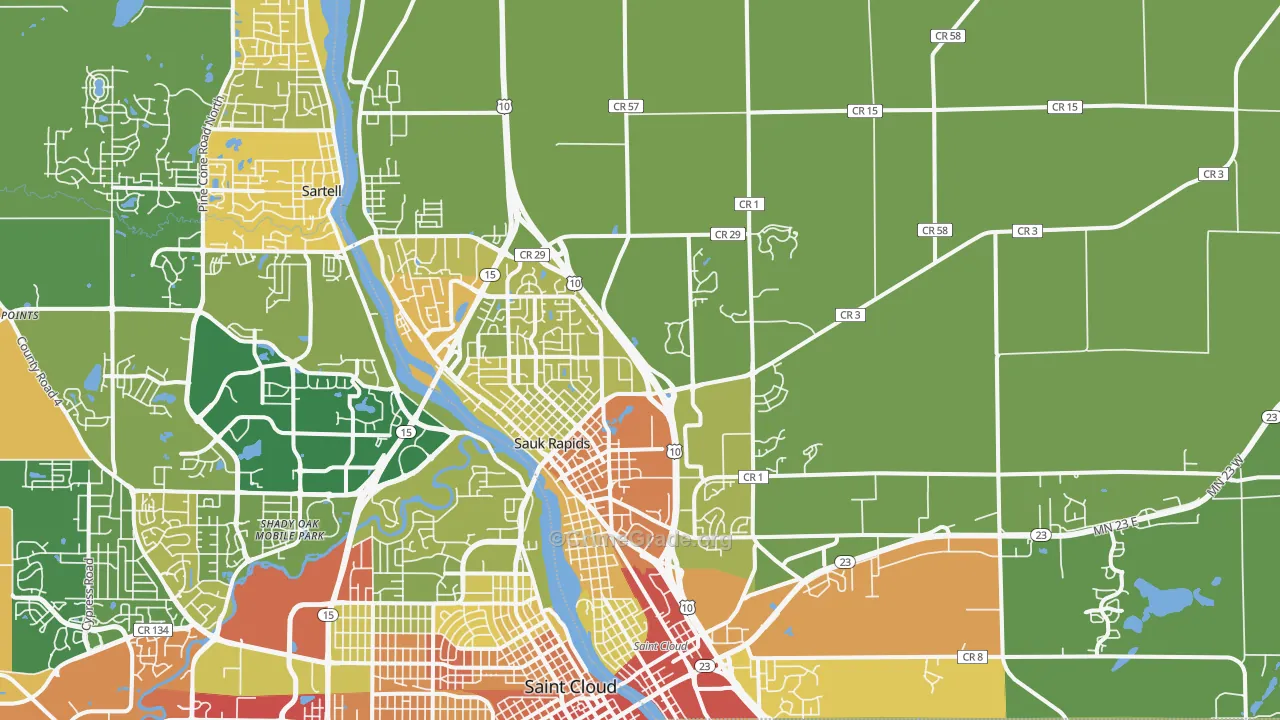 Sauk Rapids, MN Map of Burglary Rates