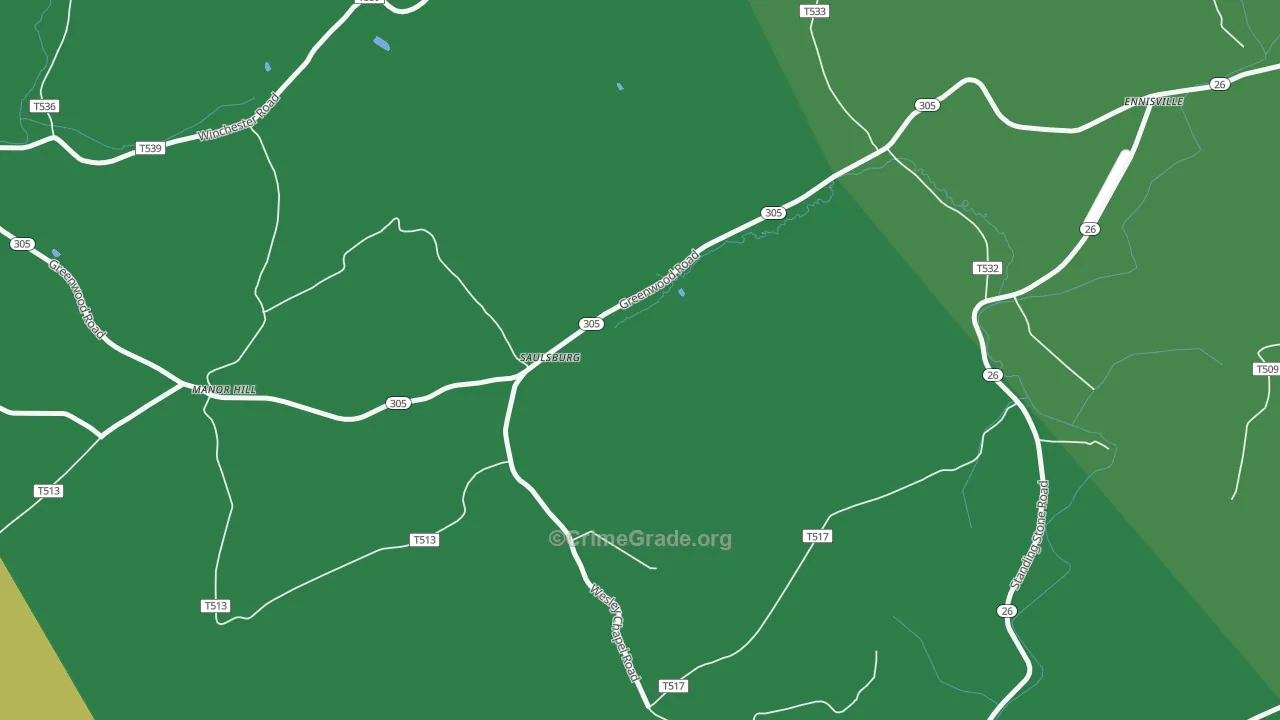 Saulsburg, PA Map of Burglary Rates