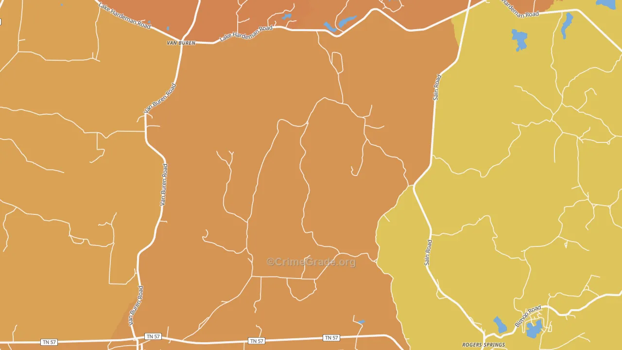 Saulsbury, TN Map of Burglary Rates
