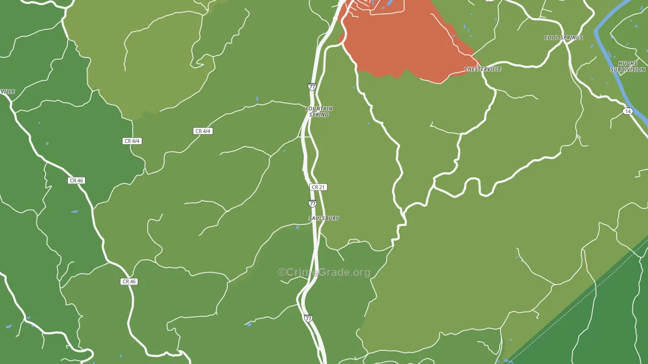 Saulsbury, WV Map of Burglary Rates
