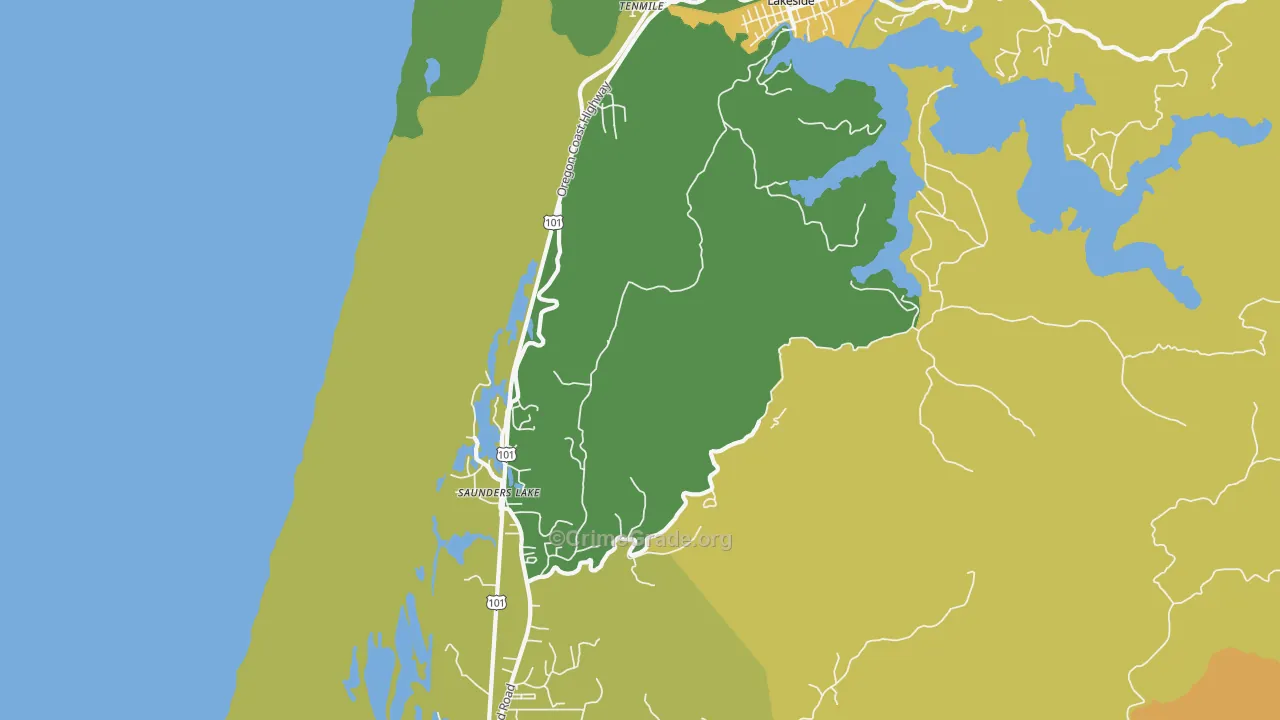 Saunders Lake, OR Map of Burglary Rates