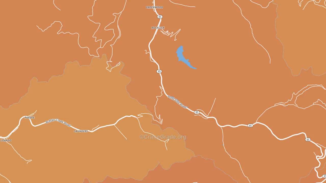 Saunders, WV Map of Burglary Rates