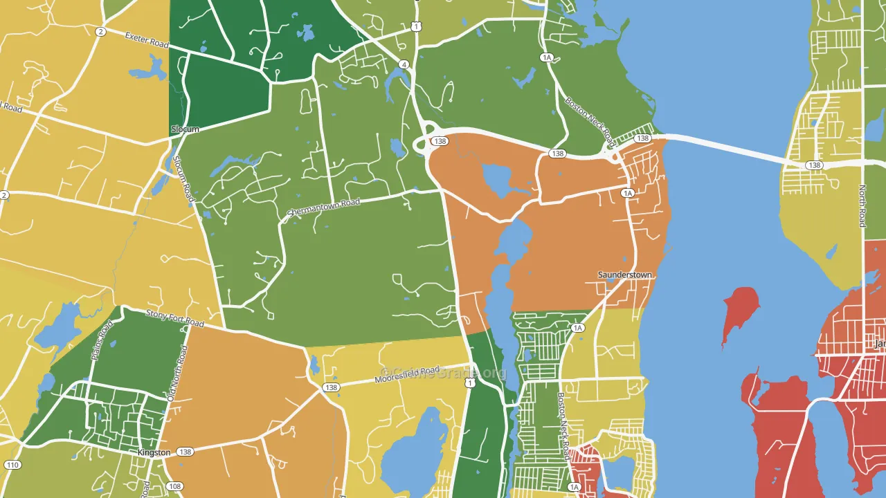 Saunderstown, RI Map of Burglary Rates