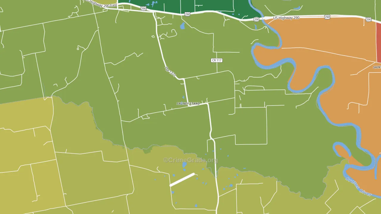 Sauney Stand, TX Map of Burglary Rates