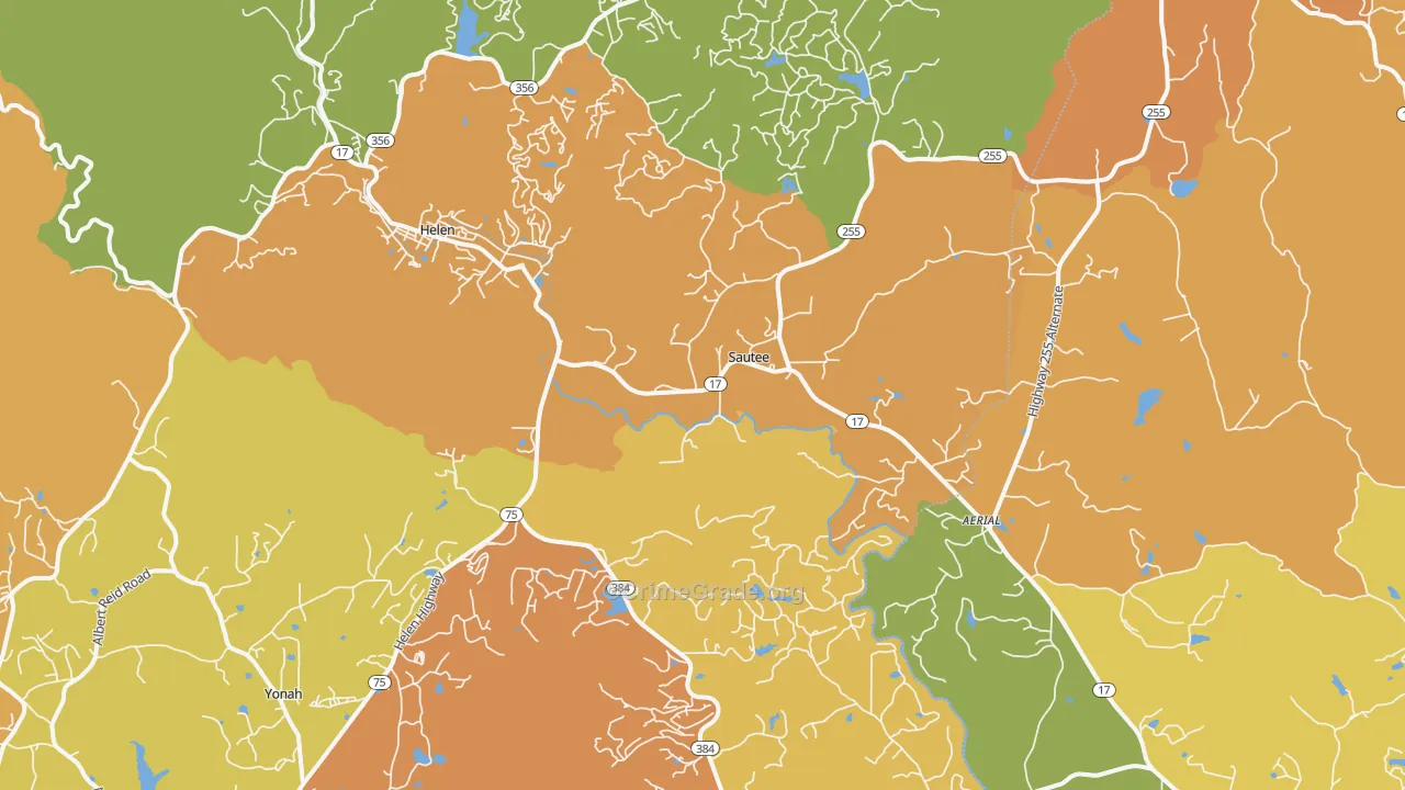 Sautee Nacoochee, GA Map of Burglary Rates