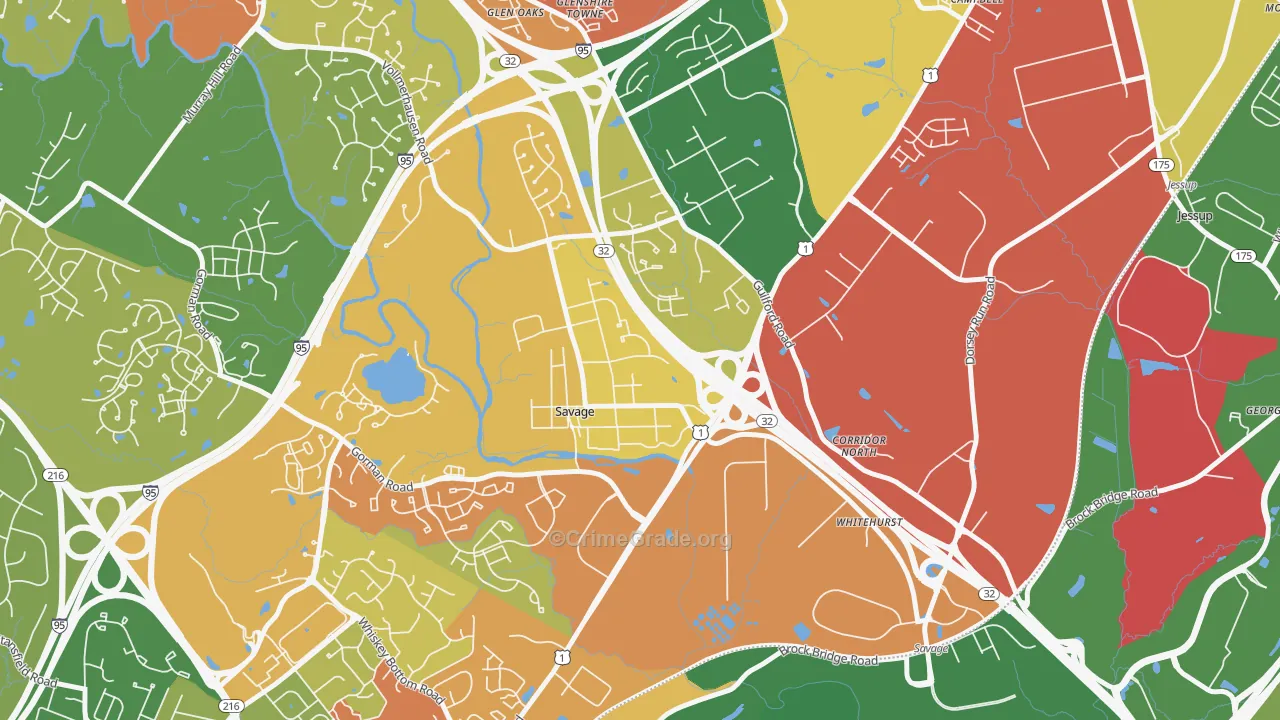 Savage, MD Map of Burglary Rates