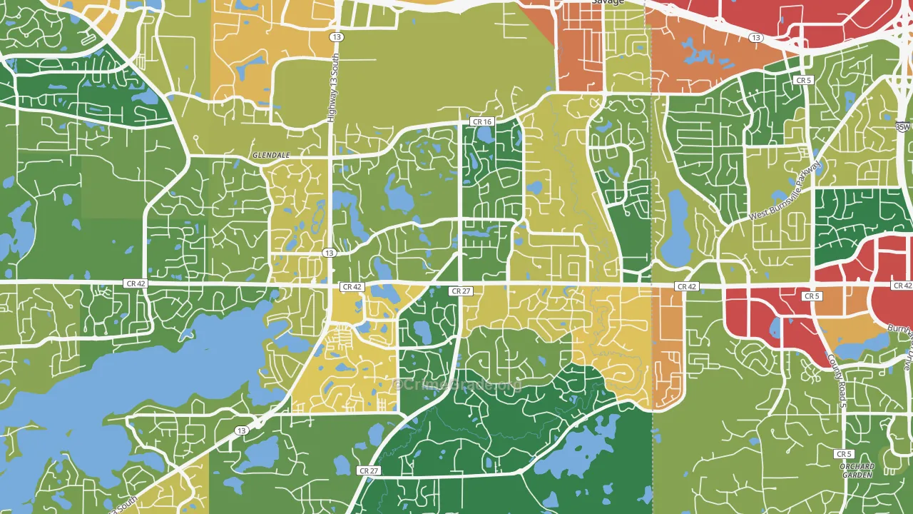 Savage, MN Map of Burglary Rates
