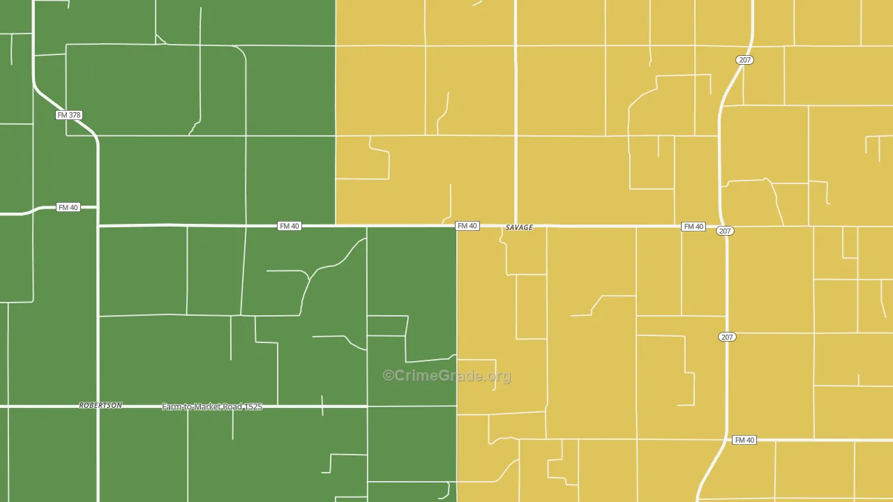 Savage, TX Map of Burglary Rates