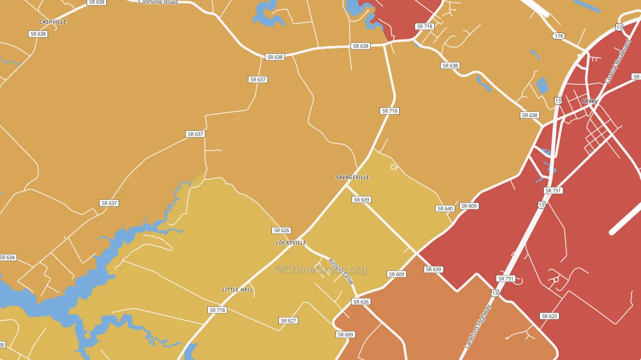 Savageville, VA Map of Burglary Rates
