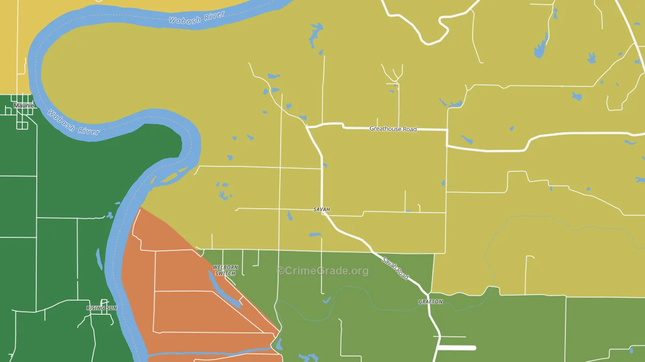 Savah, IN Map of Burglary Rates