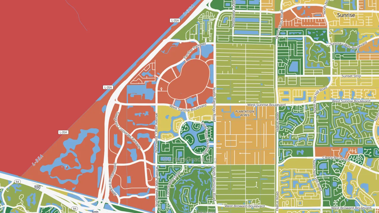 Savannah, Sunrise, FL Map of Burglary Rates