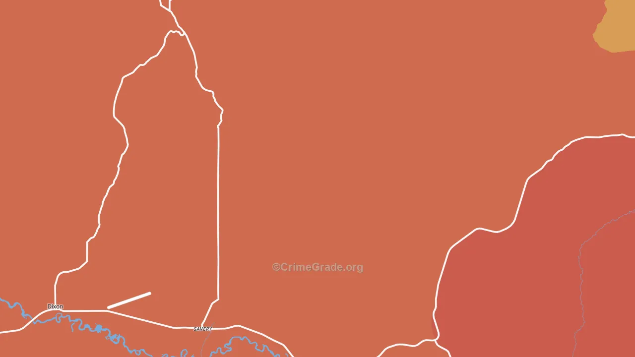Savery, WY Map of Burglary Rates