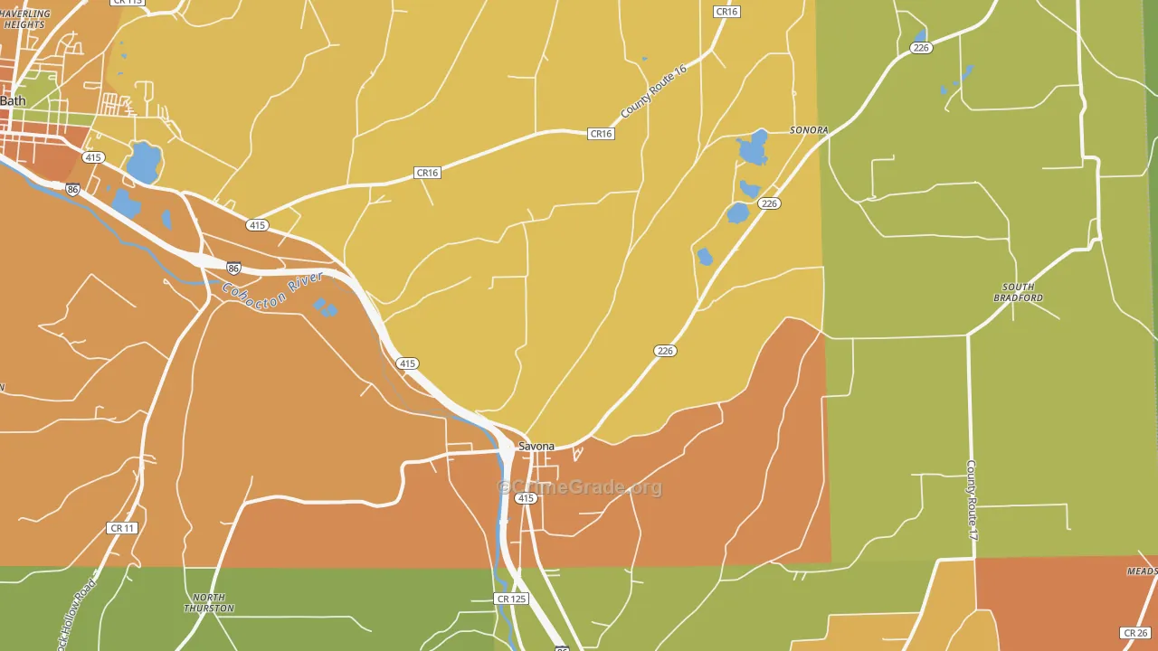 Savona, NY Map of Burglary Rates