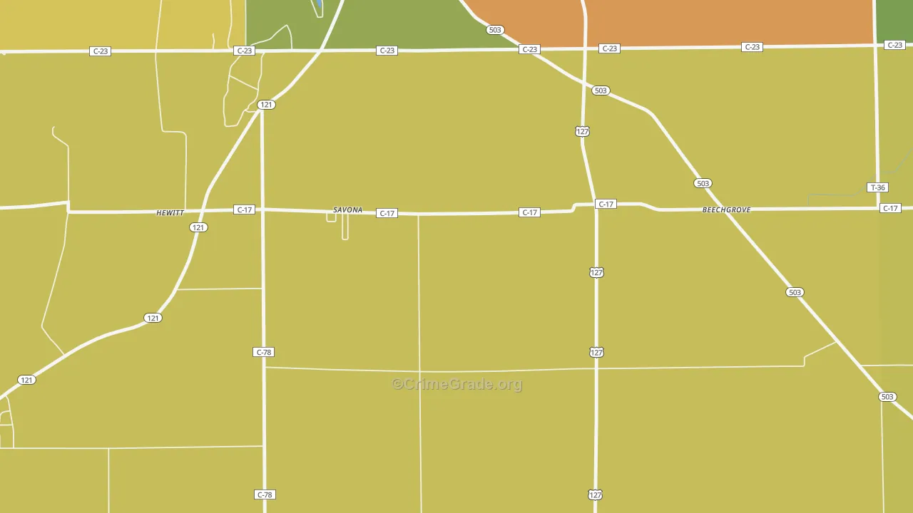 Savona, OH Map of Burglary Rates