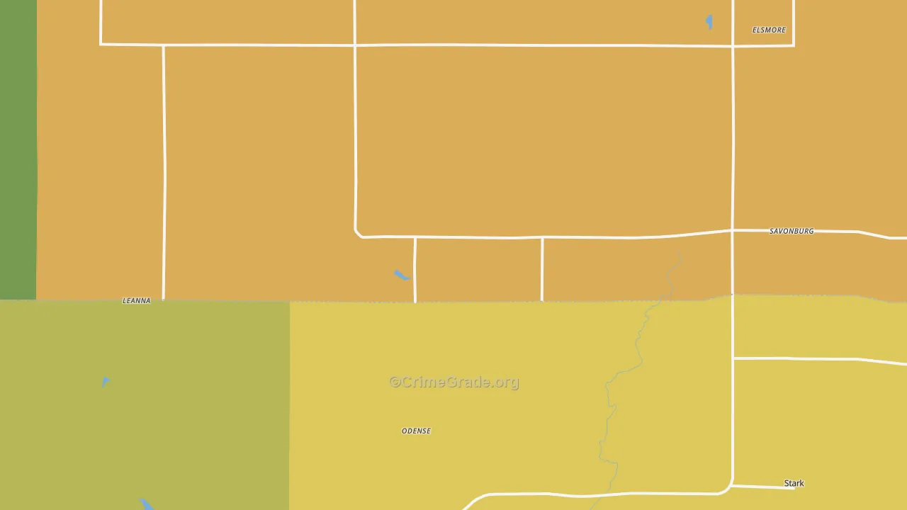 Savonburg, KS Map of Burglary Rates