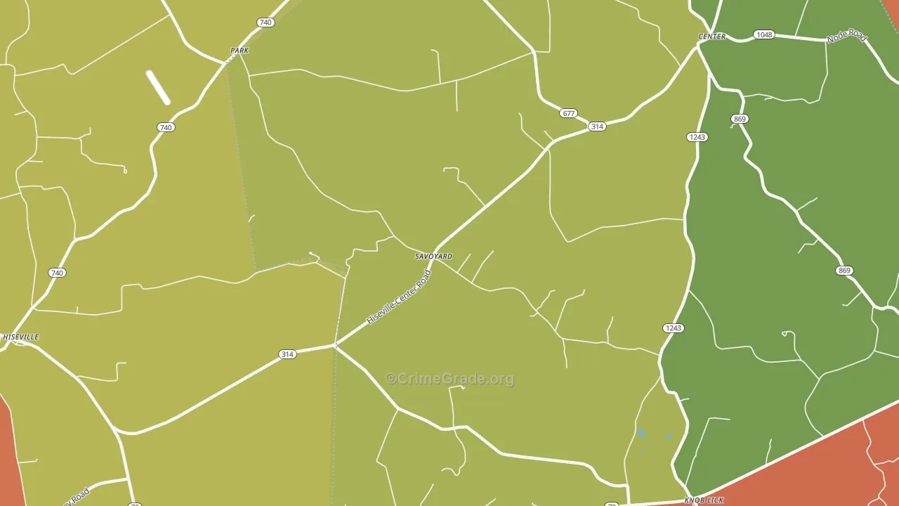 Savoyard, KY Map of Burglary Rates
