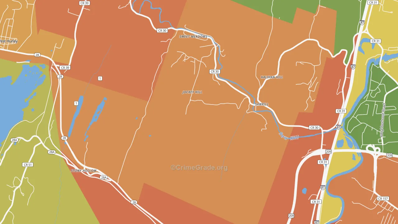 Sawkill, NY Map of Burglary Rates