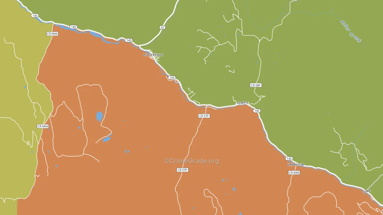 Sawpit, CO Map of Burglary Rates