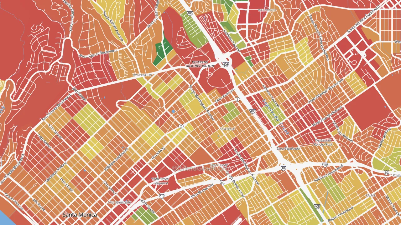 Sawtelle, Los Angeles, CA Map of Burglary Rates