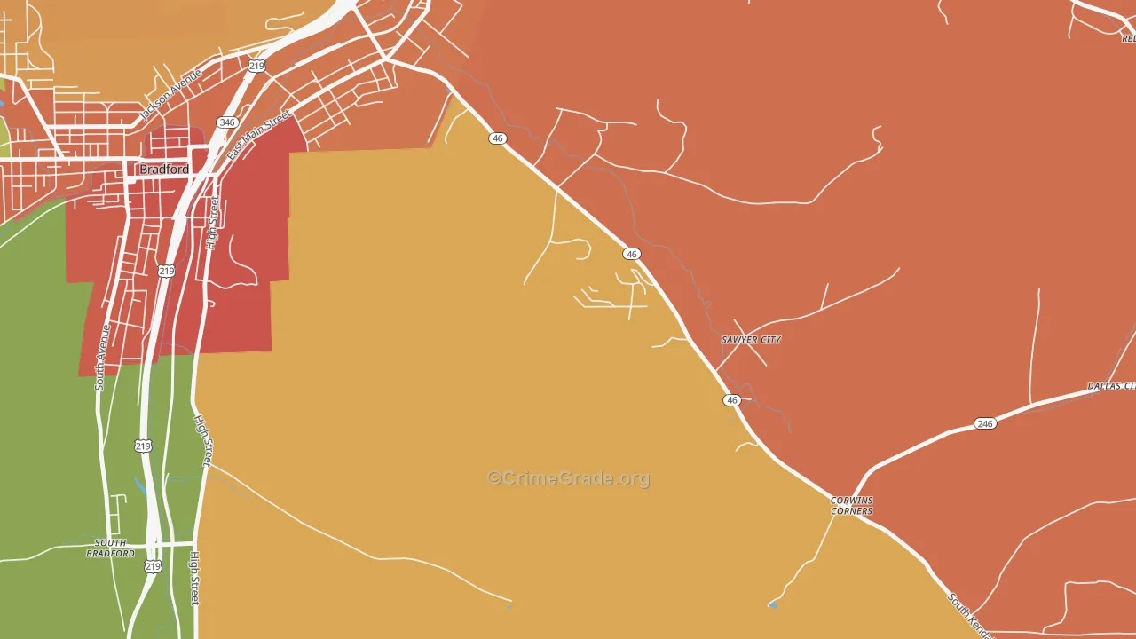Sawyer City, PA Map of Burglary Rates