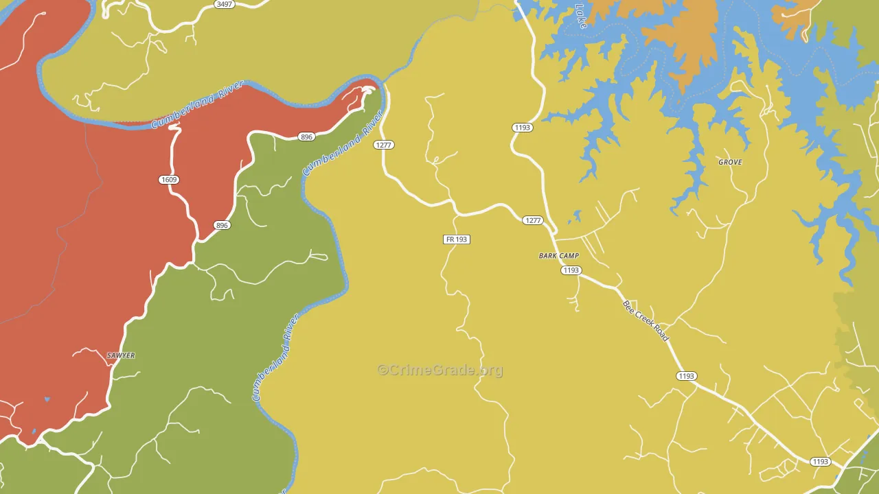 Sawyer, KY Map of Burglary Rates