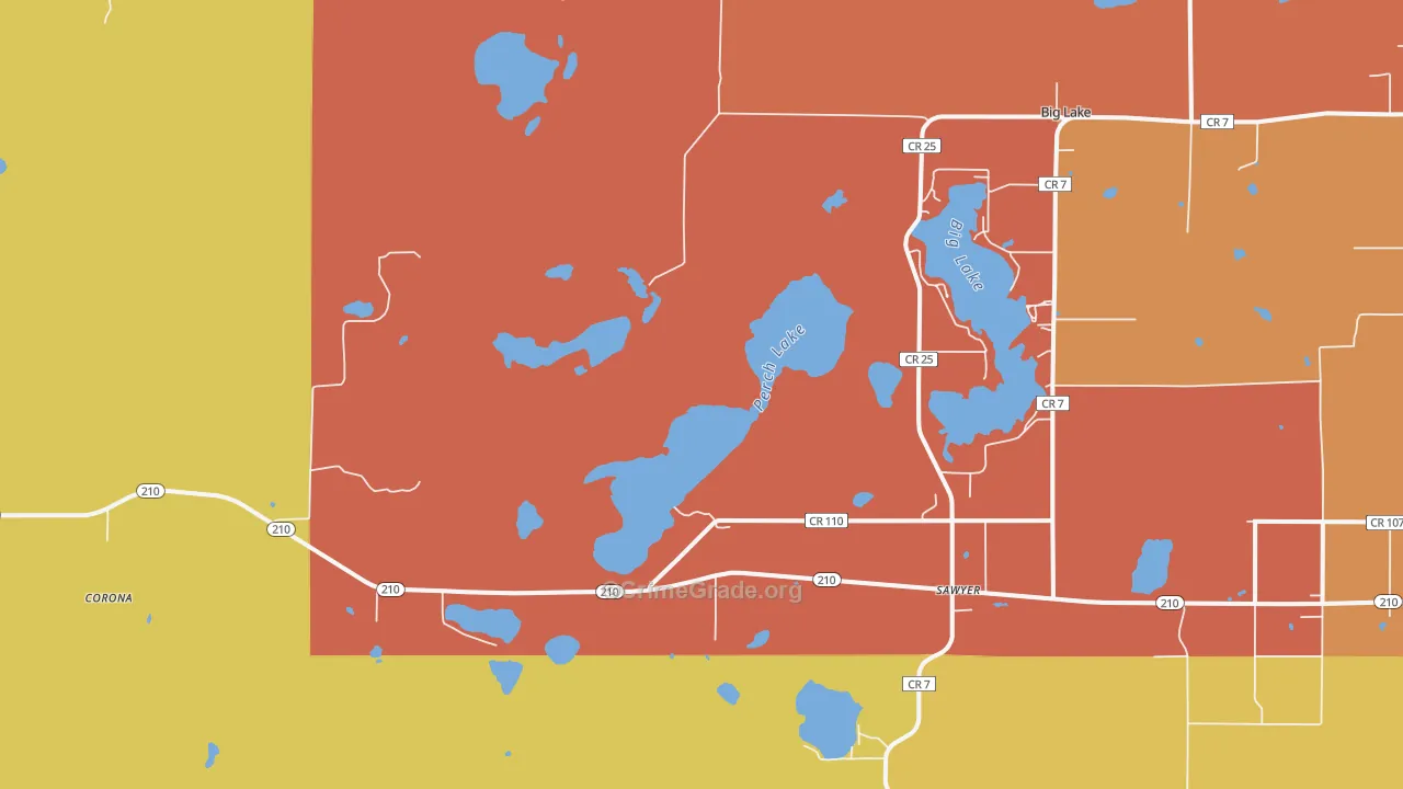 Sawyer, MN Map of Burglary Rates