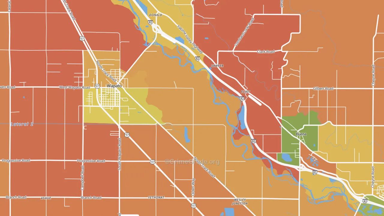 Sawyer, WA Map of Burglary Rates