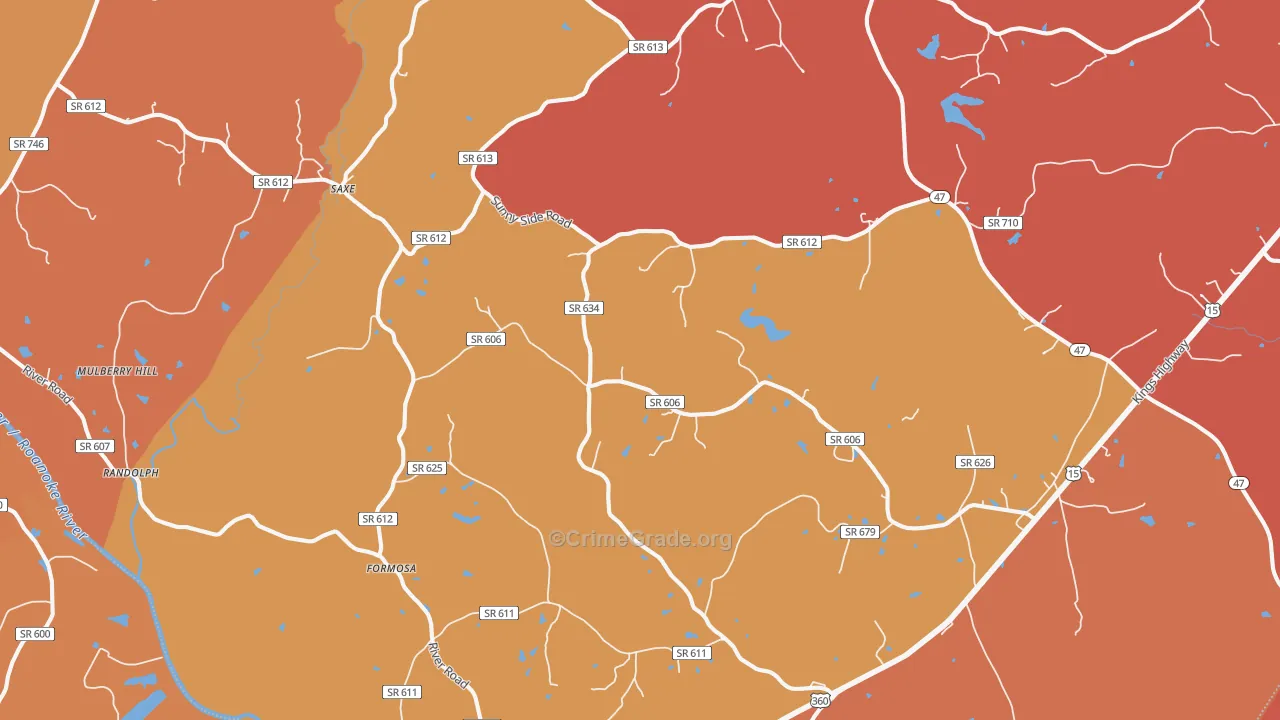 Saxe, VA Map of Burglary Rates