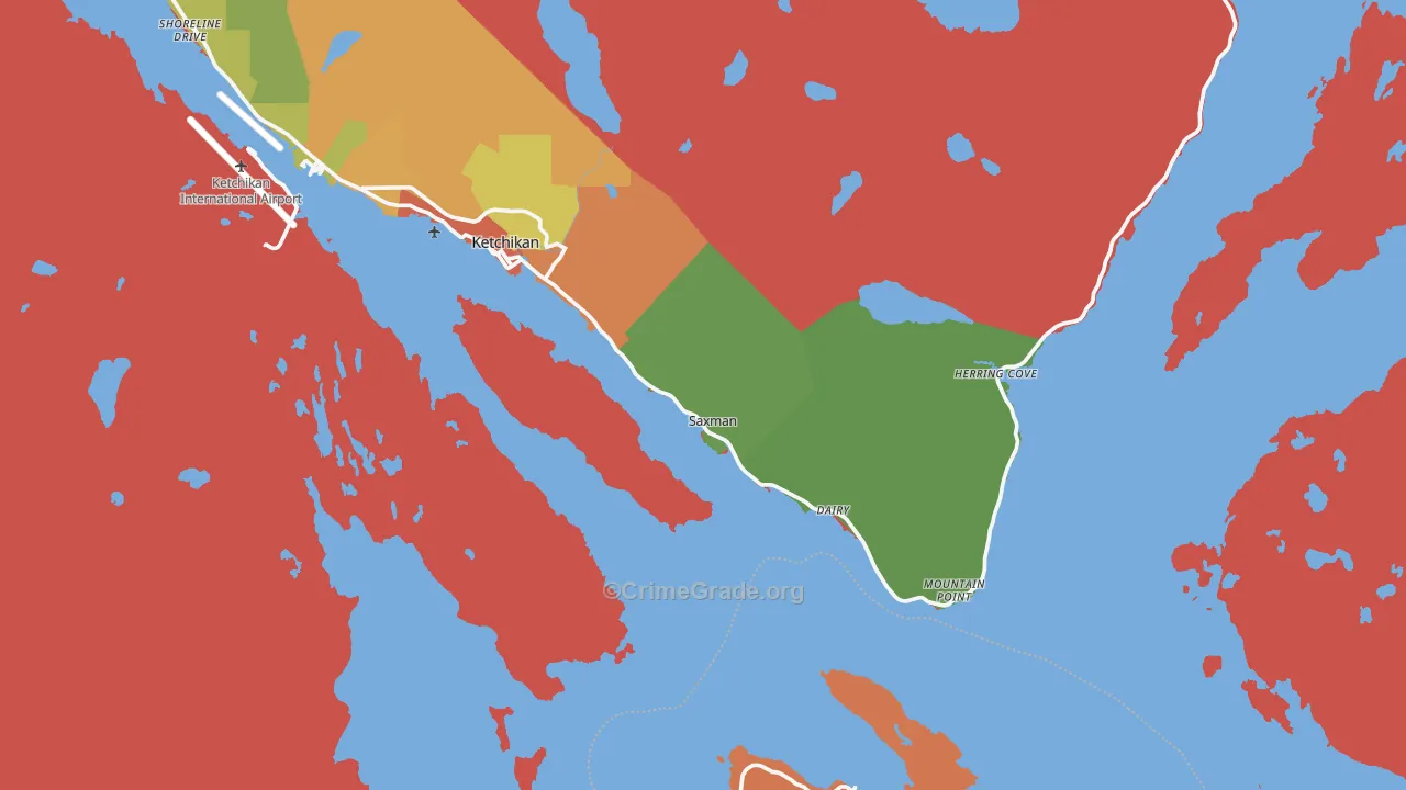 Saxman, AK Map of Burglary Rates