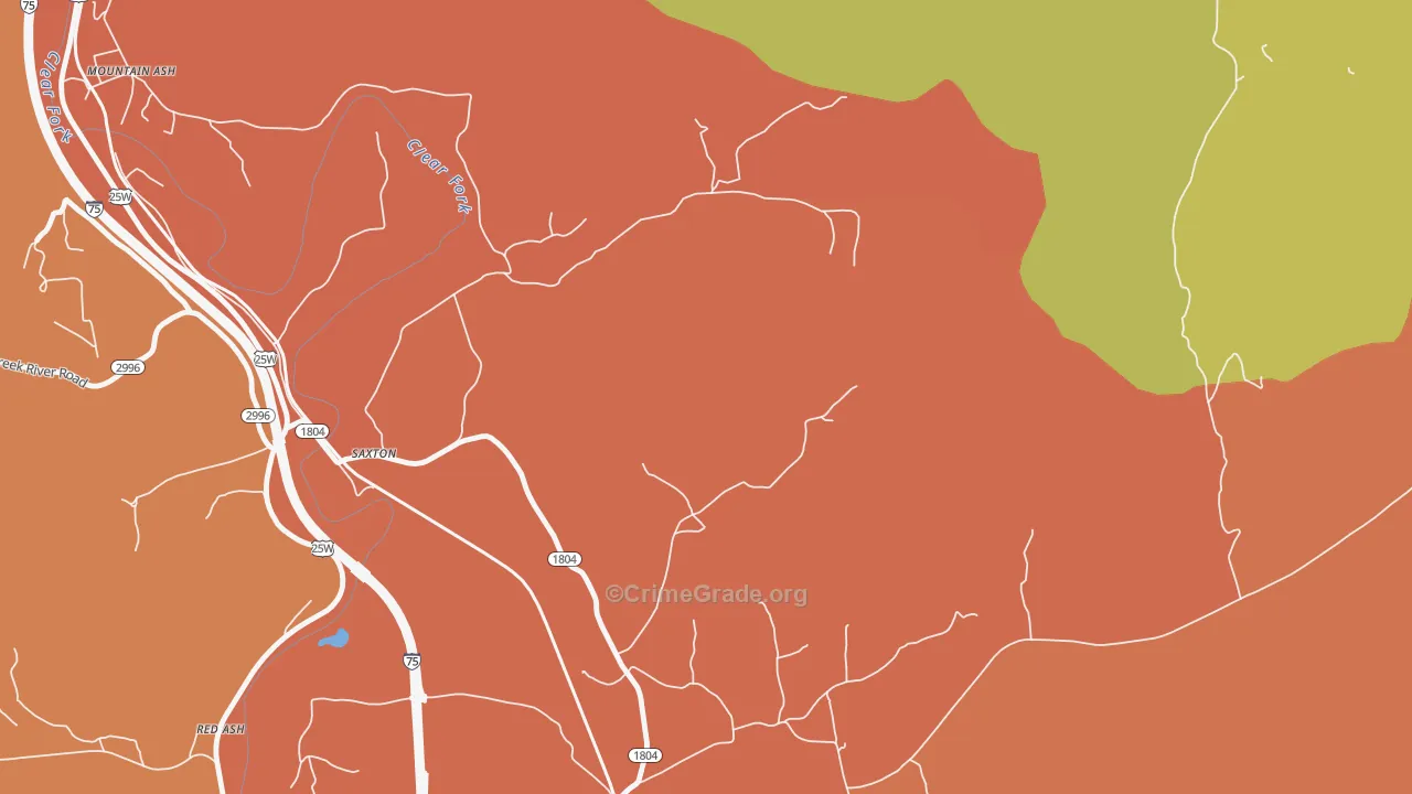 Saxton, KY Map of Burglary Rates