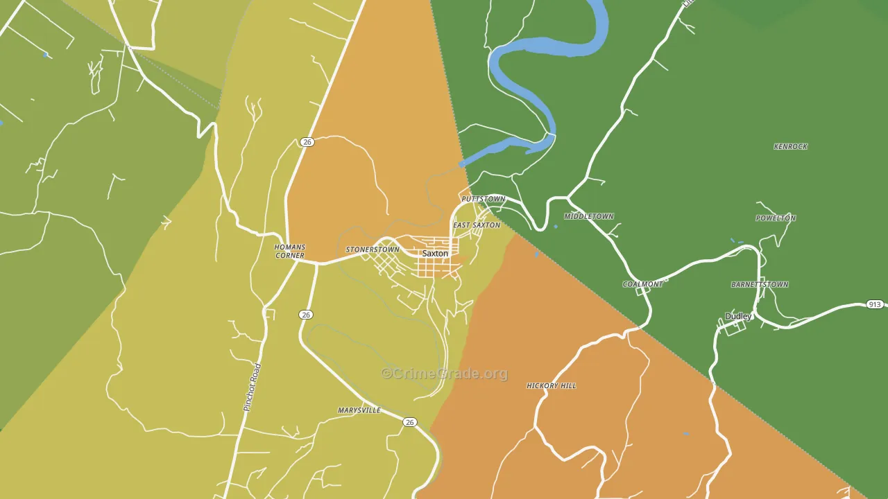 Saxton, PA Map of Burglary Rates