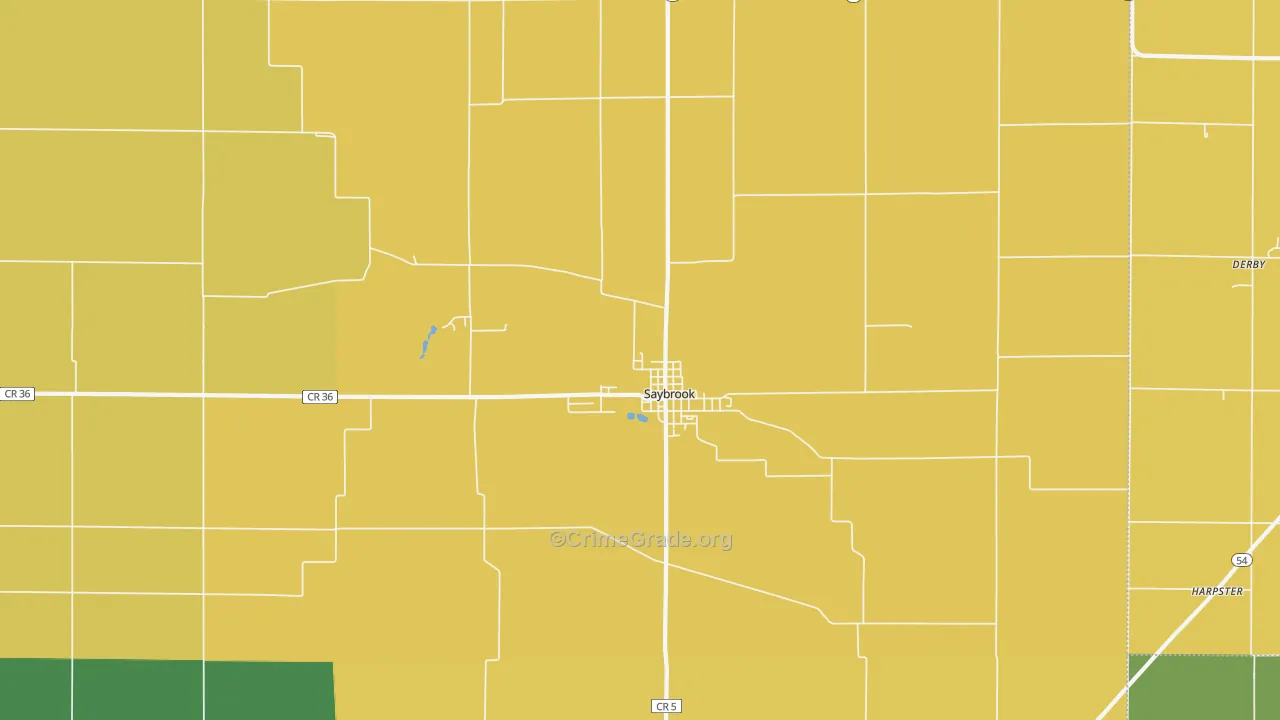 Saybrook, IL Map of Burglary Rates