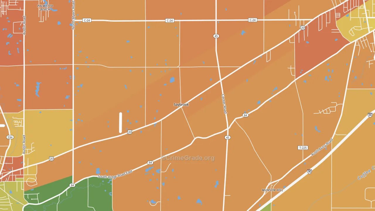 Saybrook, OH Map of Burglary Rates