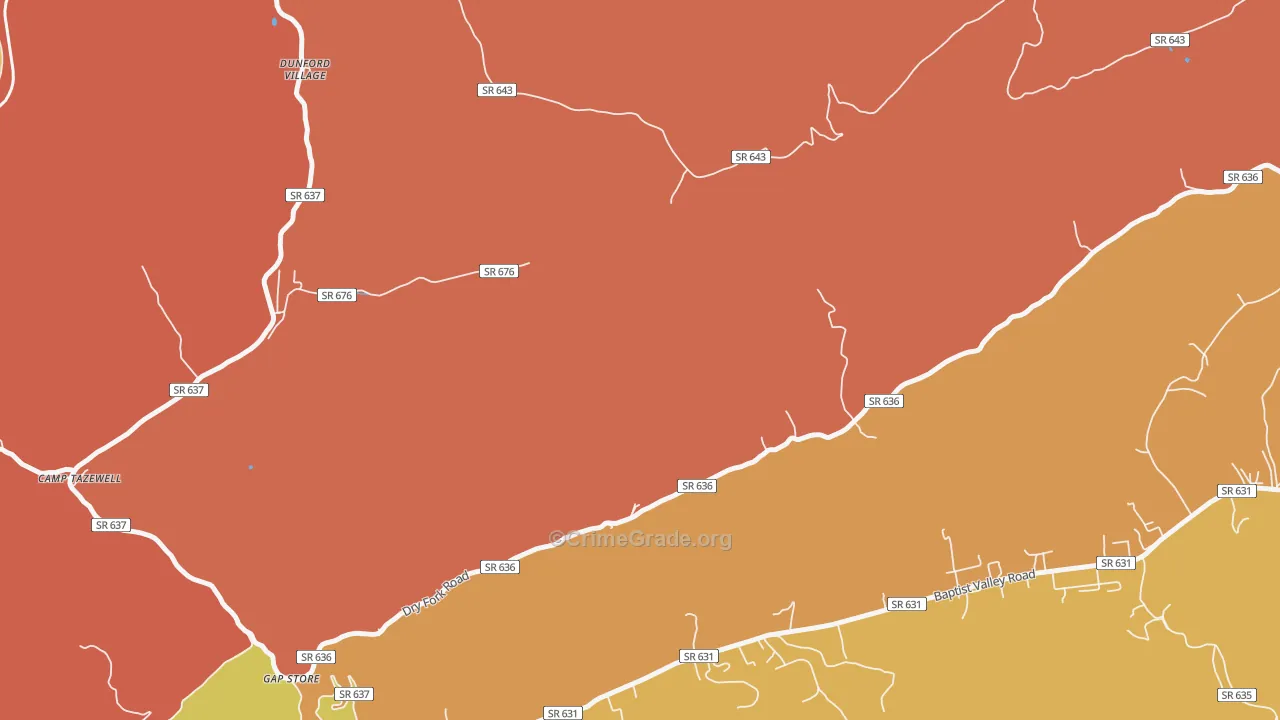 Sayersville, VA Map of Burglary Rates