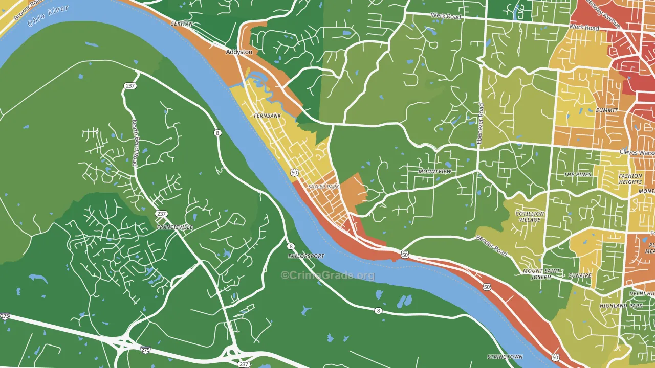 Sayler Park, Cincinnati, OH Map of Burglary Rates
