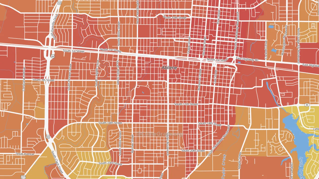 Sayles Boulevard Area, Abilene, TX Map of Burglary Rates