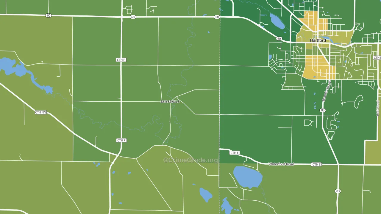 Saylesville, WI Map of Burglary Rates