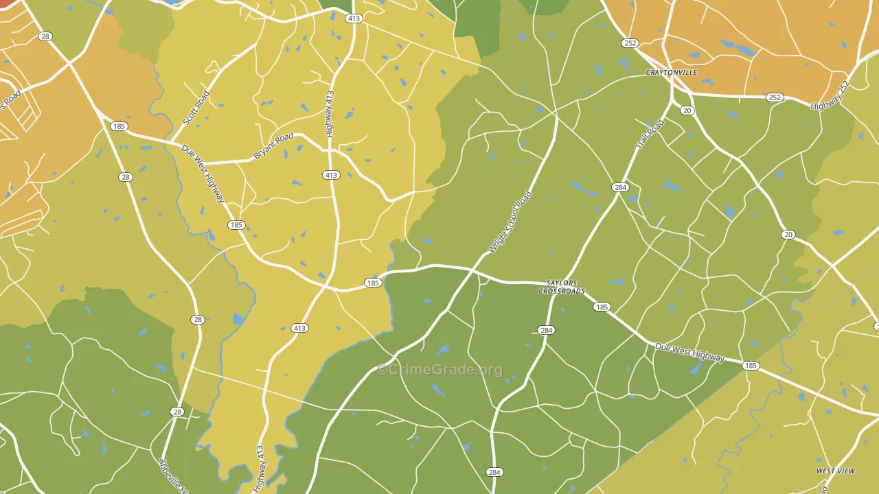Saylors Crossroads, SC Map of Burglary Rates