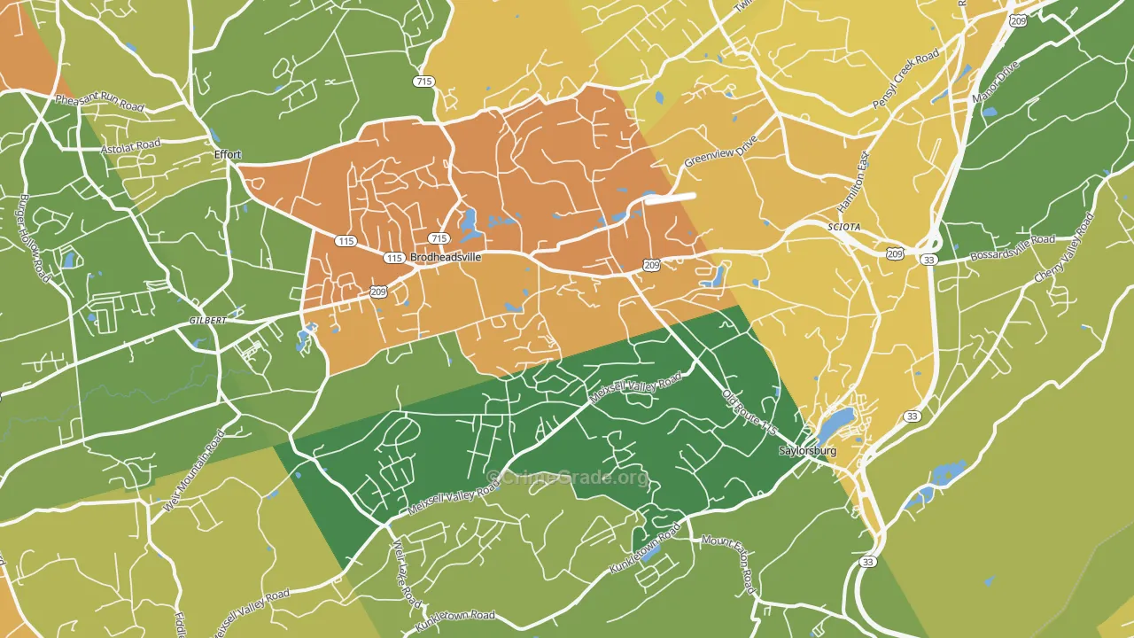 Saylorsburg, PA Map of Burglary Rates
