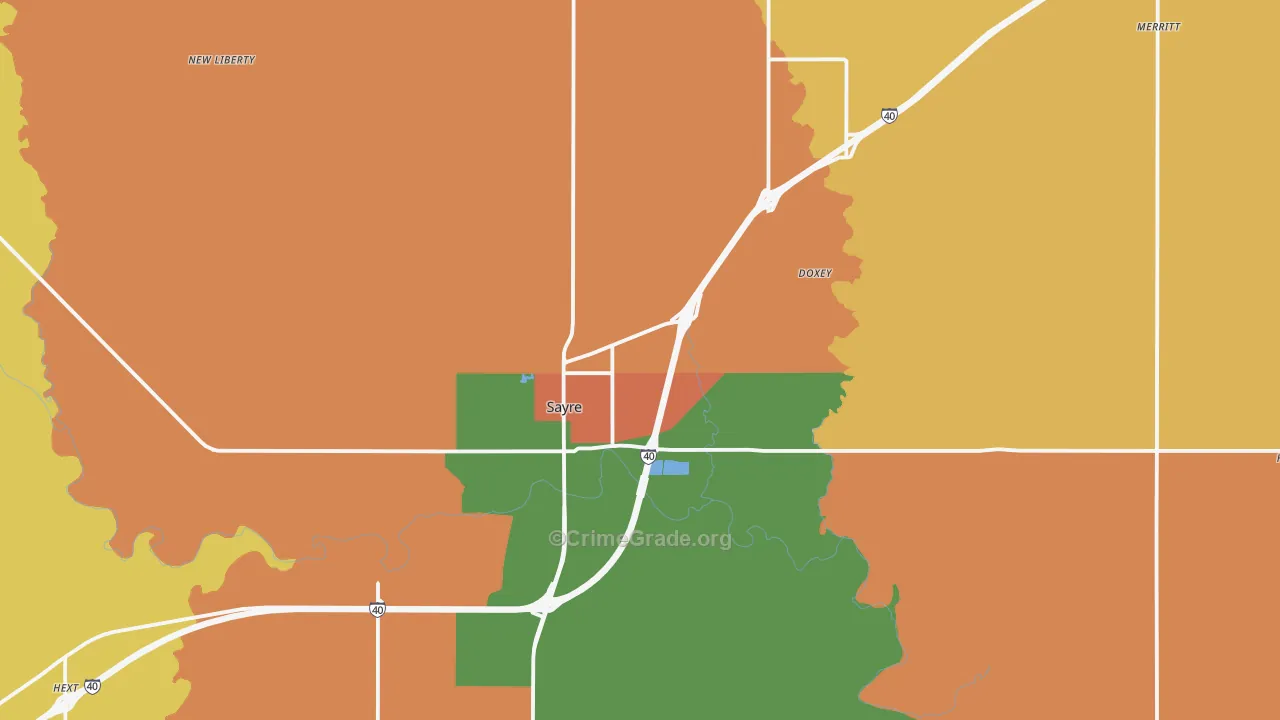 Sayre, OK Map of Burglary Rates