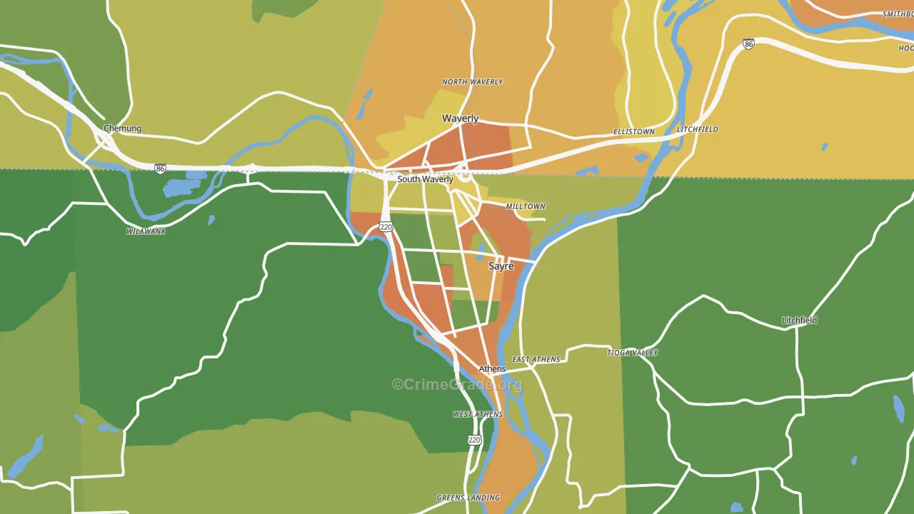Sayre, PA Map of Burglary Rates
