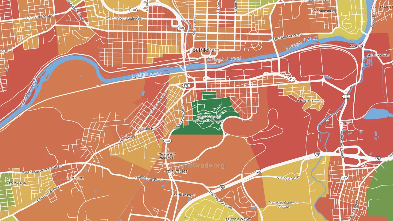 Sayre Park, Bethlehem, PA Map of Burglary Rates