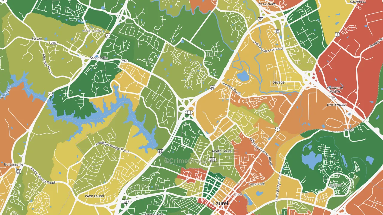 Scaggsville, MD Map of Burglary Rates