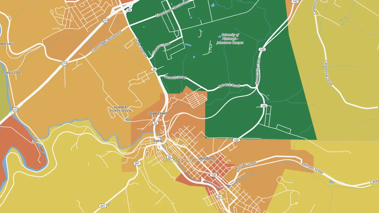 Scalp Level, PA Map of Burglary Rates