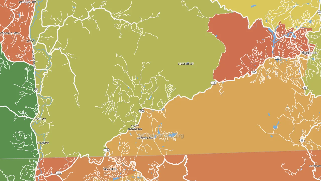 Scaly Mountain, NC Map of Burglary Rates