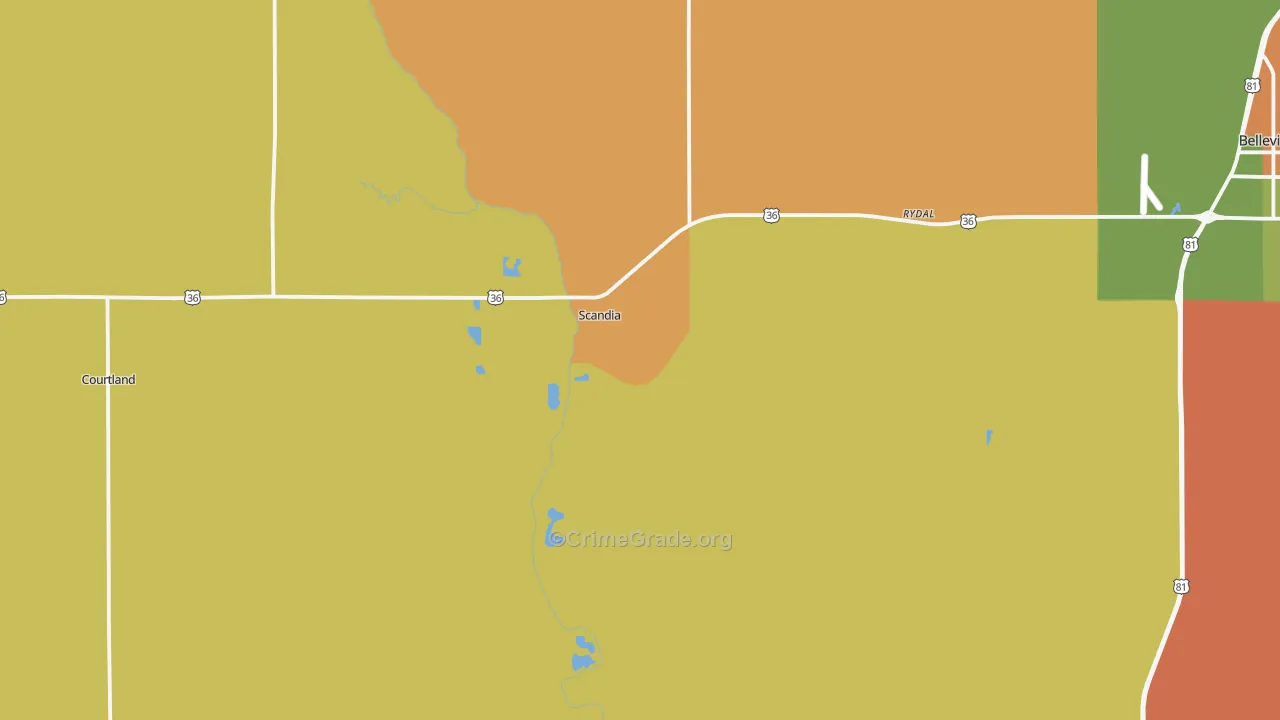 Scandia, KS Map of Burglary Rates