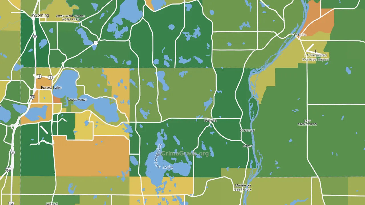 Scandia, MN Map of Burglary Rates
