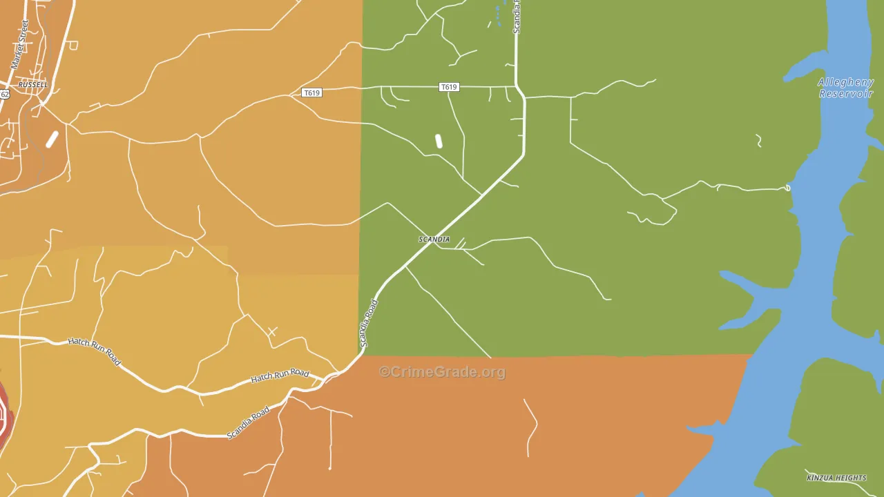 Scandia, PA Map of Burglary Rates